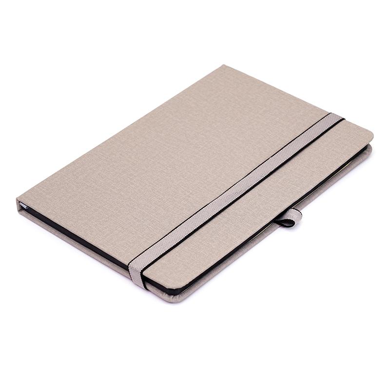 Pu Leather Note Book With Elastic & Pen Holder Gray